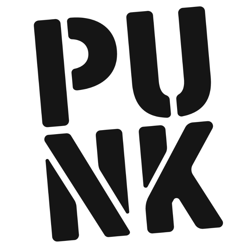 the letters PUNK arranged 2 by 2, vertically